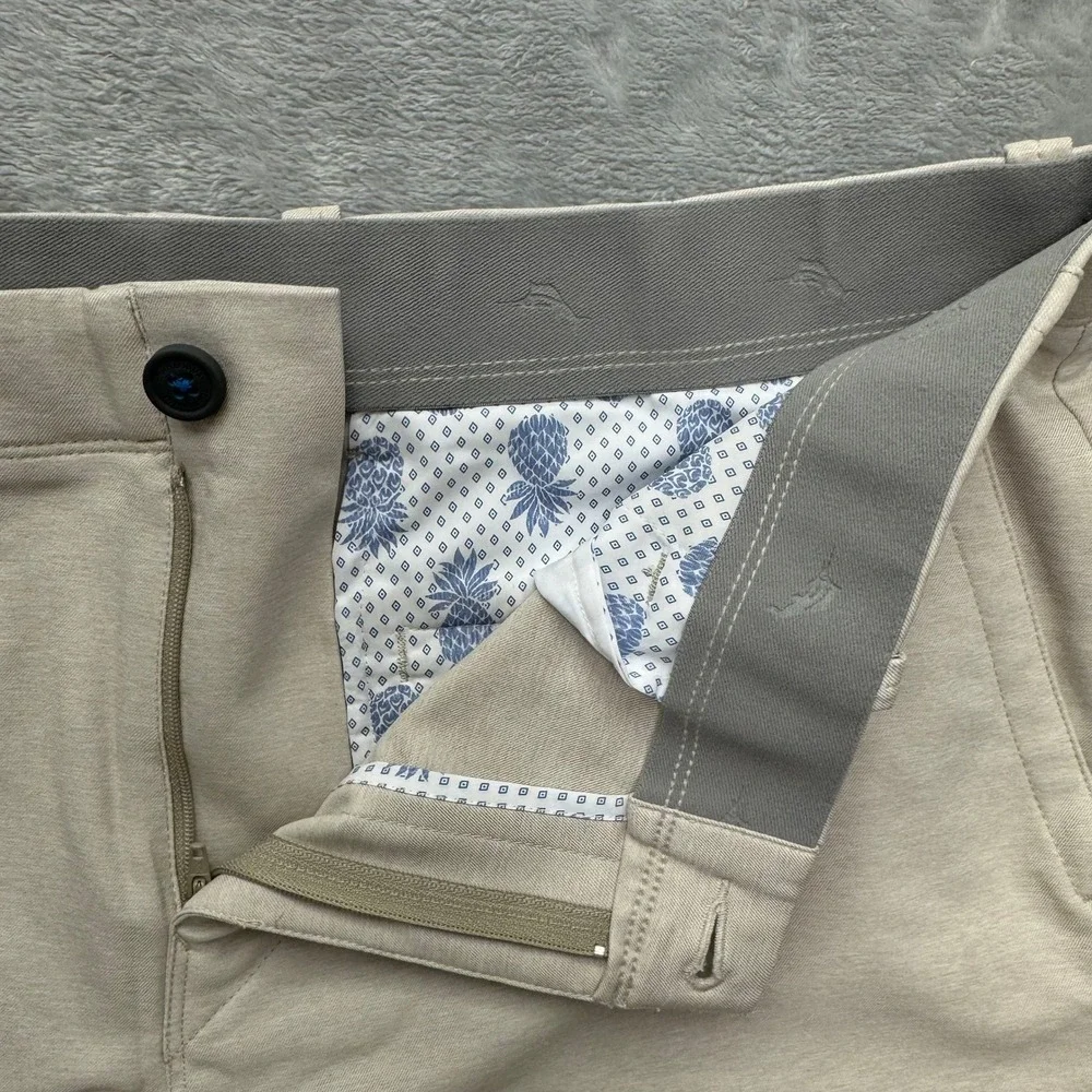 Tommy Bahama Pants Mens 35x32 Beige On Par Flat Front Chino Golf Casual Trouser - Picture 9 of 12